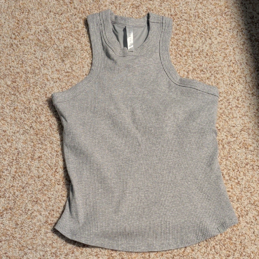 Fabletics Light Gray Ribbed Tank Top